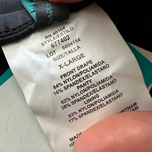 Aqua Green Swimsuit Bikini Bottom Ruched Sides Black XL - Picture 5 of 11